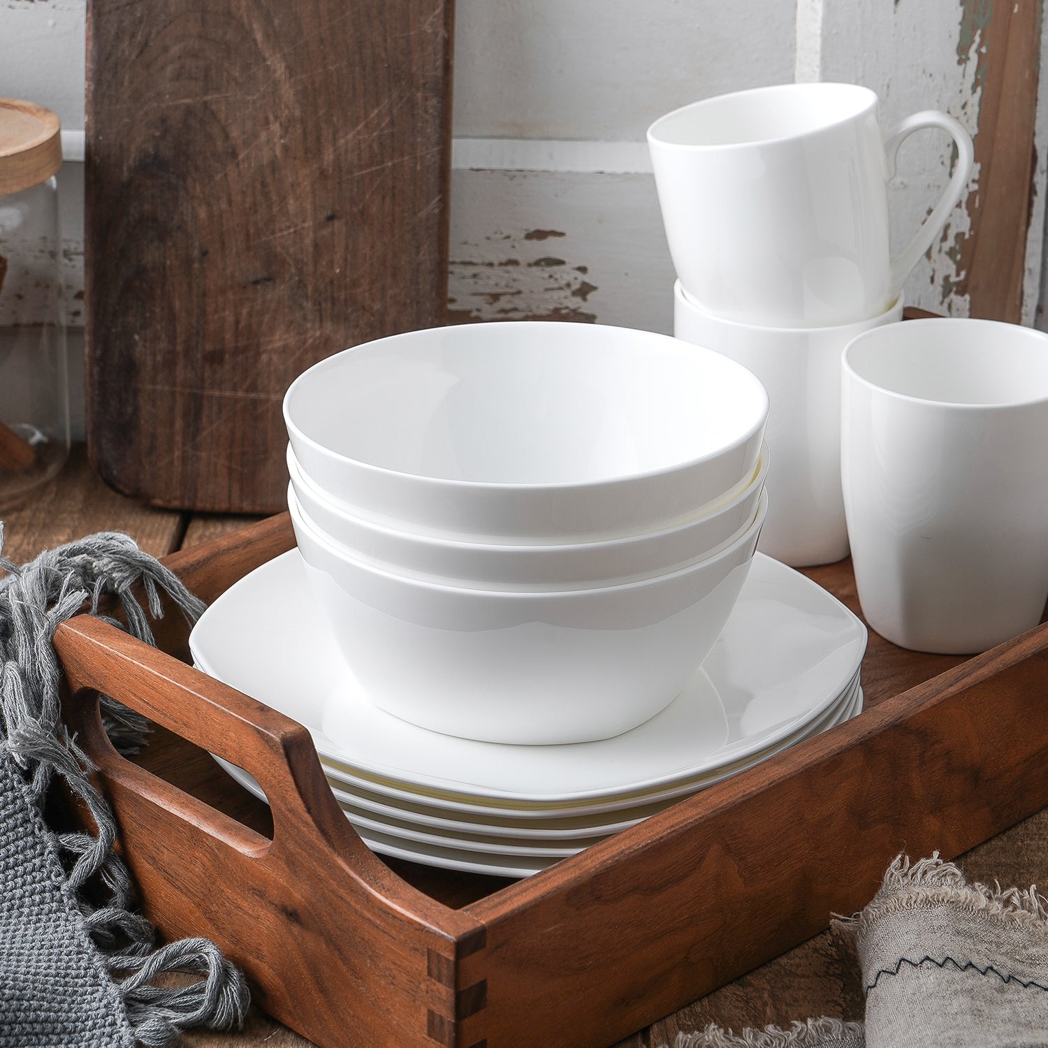 Stone Lain Juliette Bone China White Dinnerware Set 32 Piece stonelain