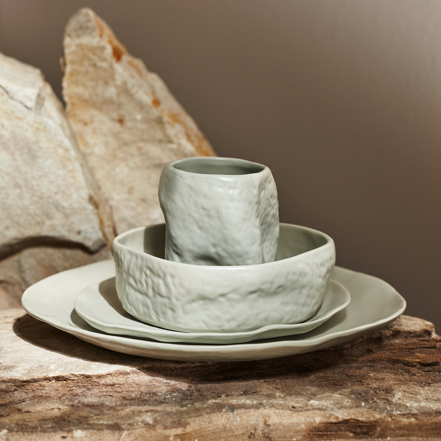 Atik Stoneware Dinnerware Set - Sage-Grey