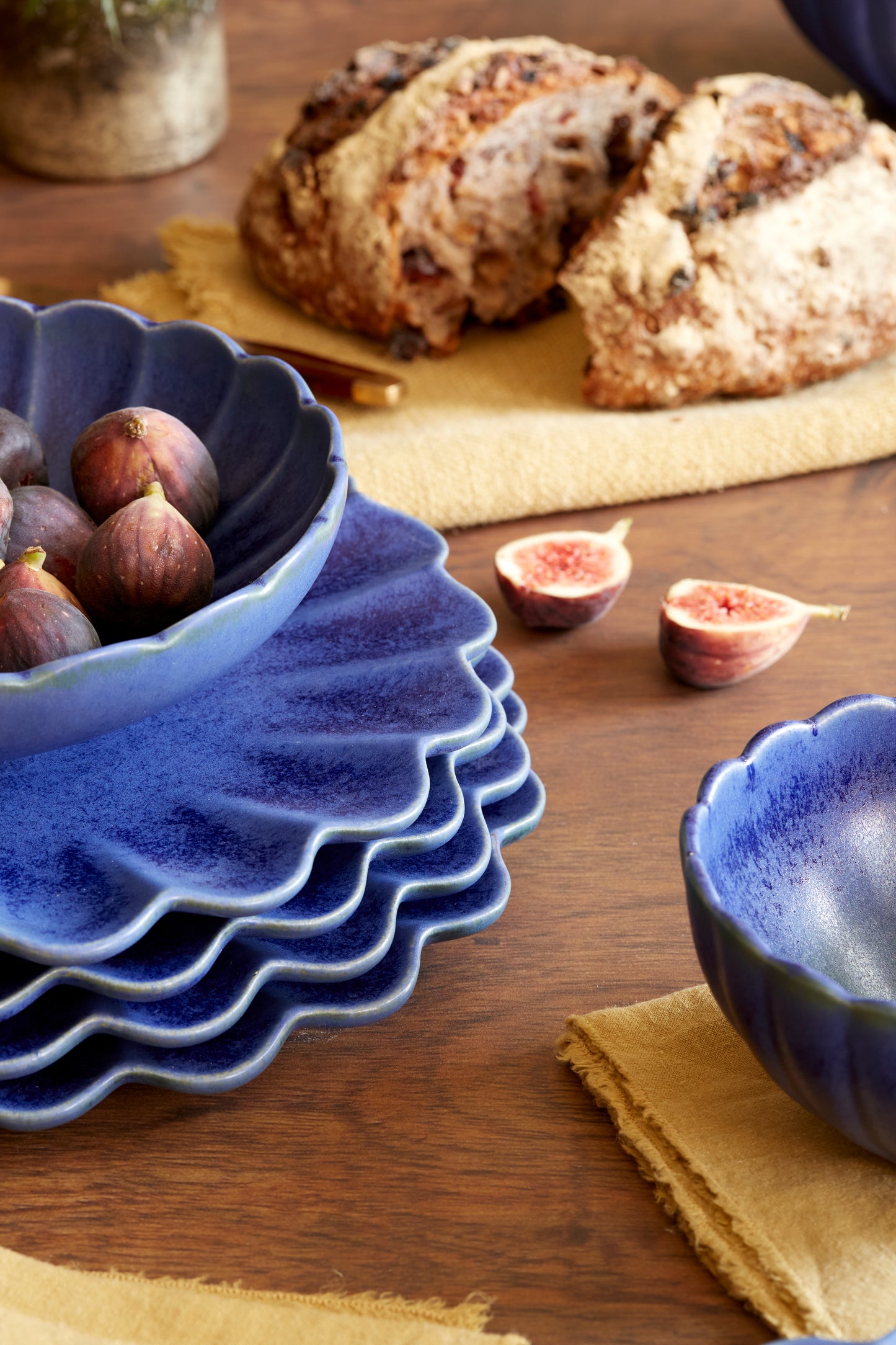 Dhalia Stoneware Bowl - Blue