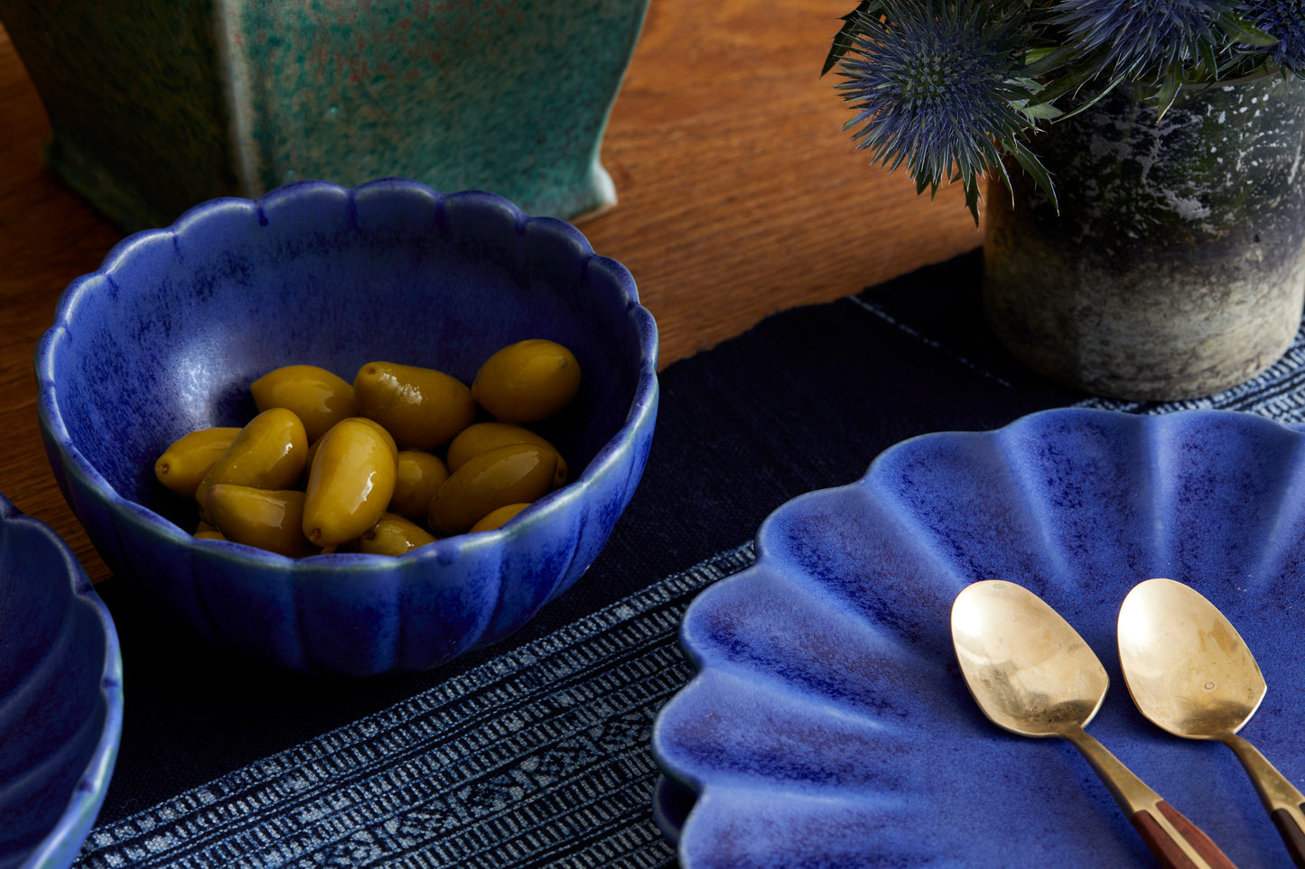 Dhalia Stoneware Bowl - Blue