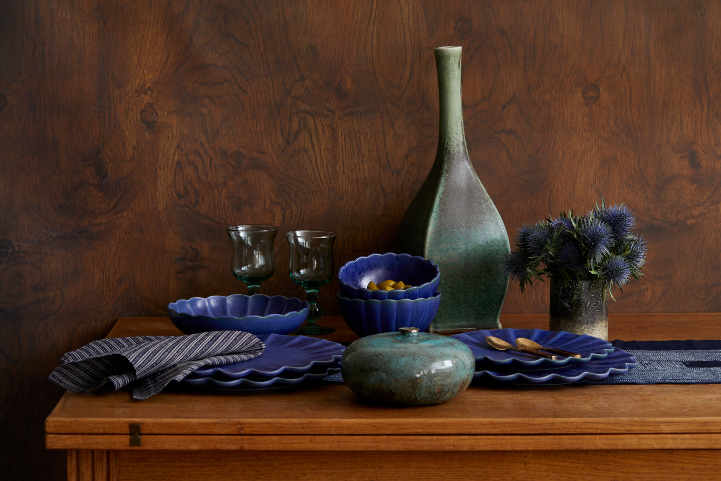 Dhalia Stoneware Bowl - Blue