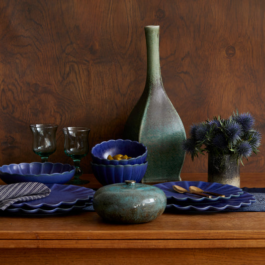 Dhalia Stoneware Dinnerware Set - Blue