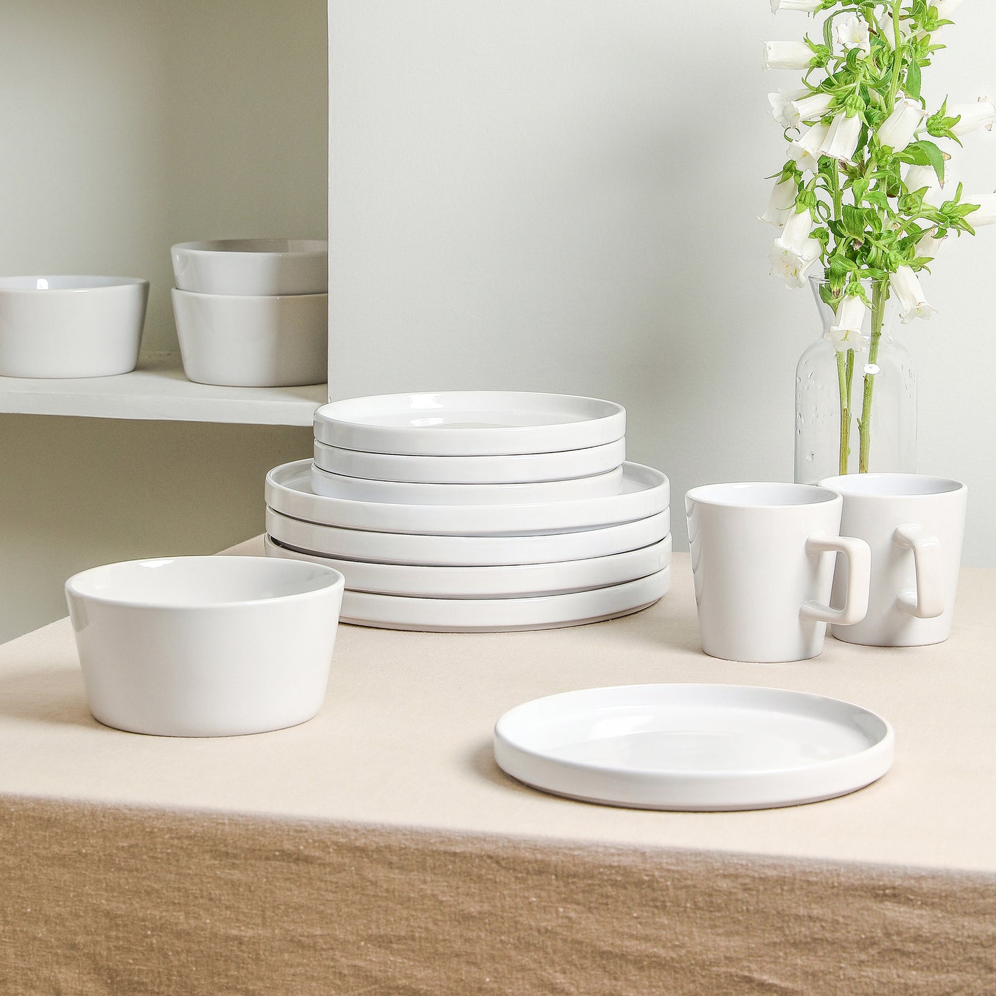 Celina Stoneware Dinnerware Set - White