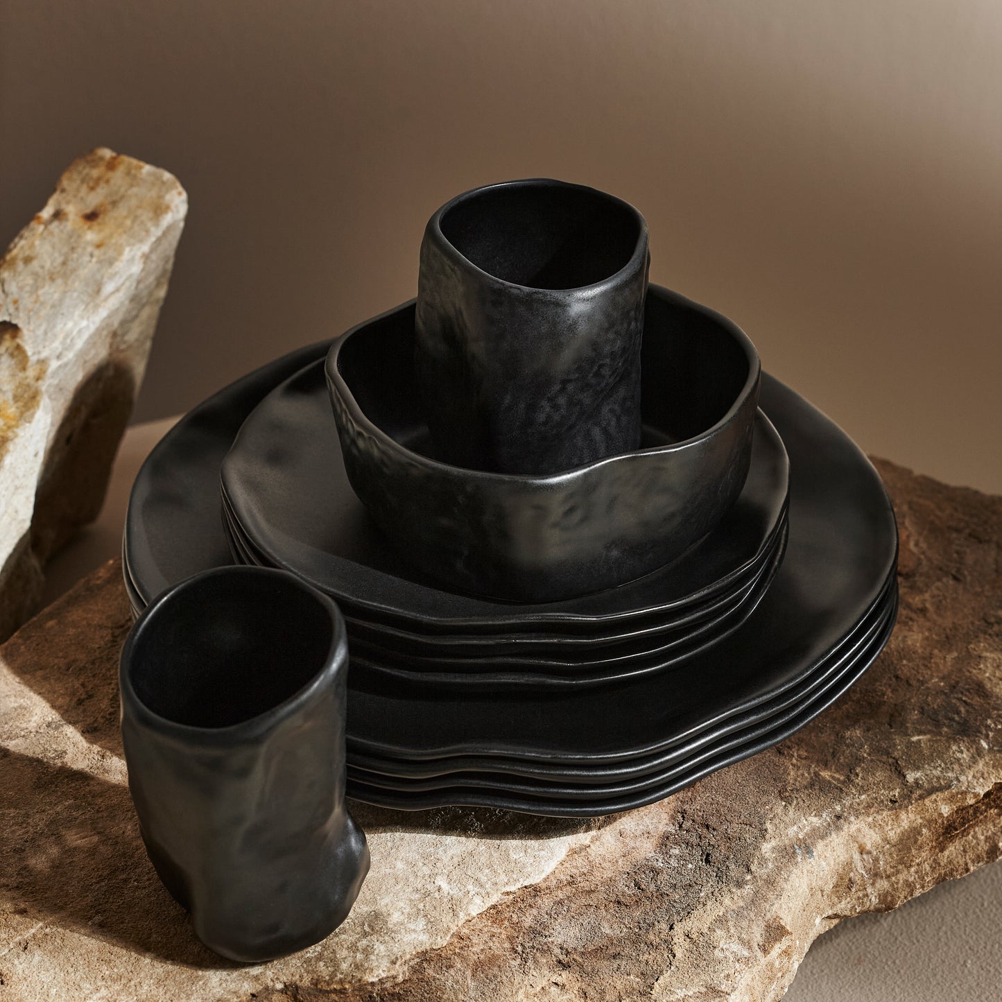 Atik Stoneware Dinnerware Set - Black