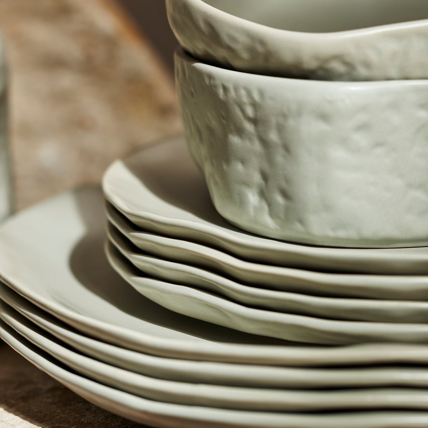 Atik Stoneware Dinnerware Set - Sage-Grey