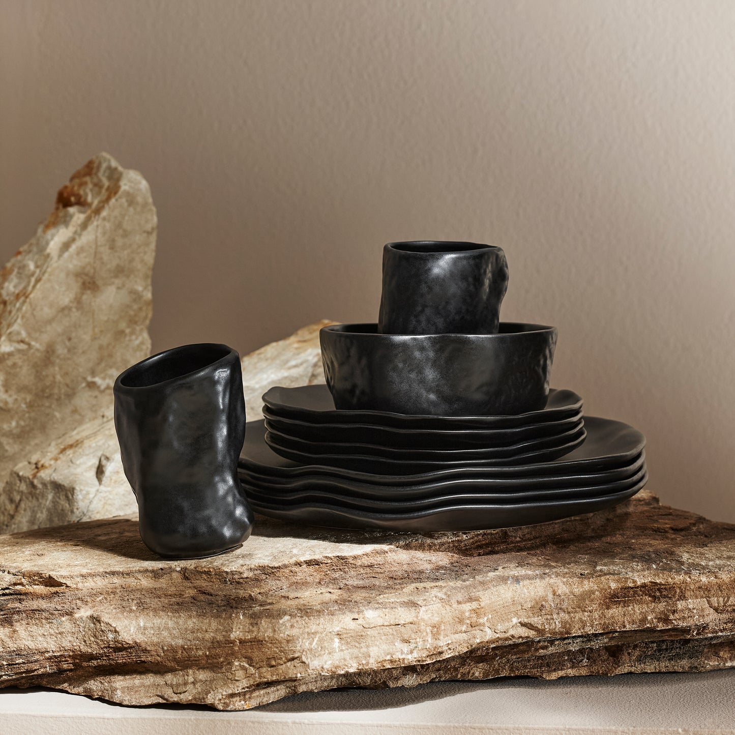 Atik Stoneware Dinnerware Set - Black