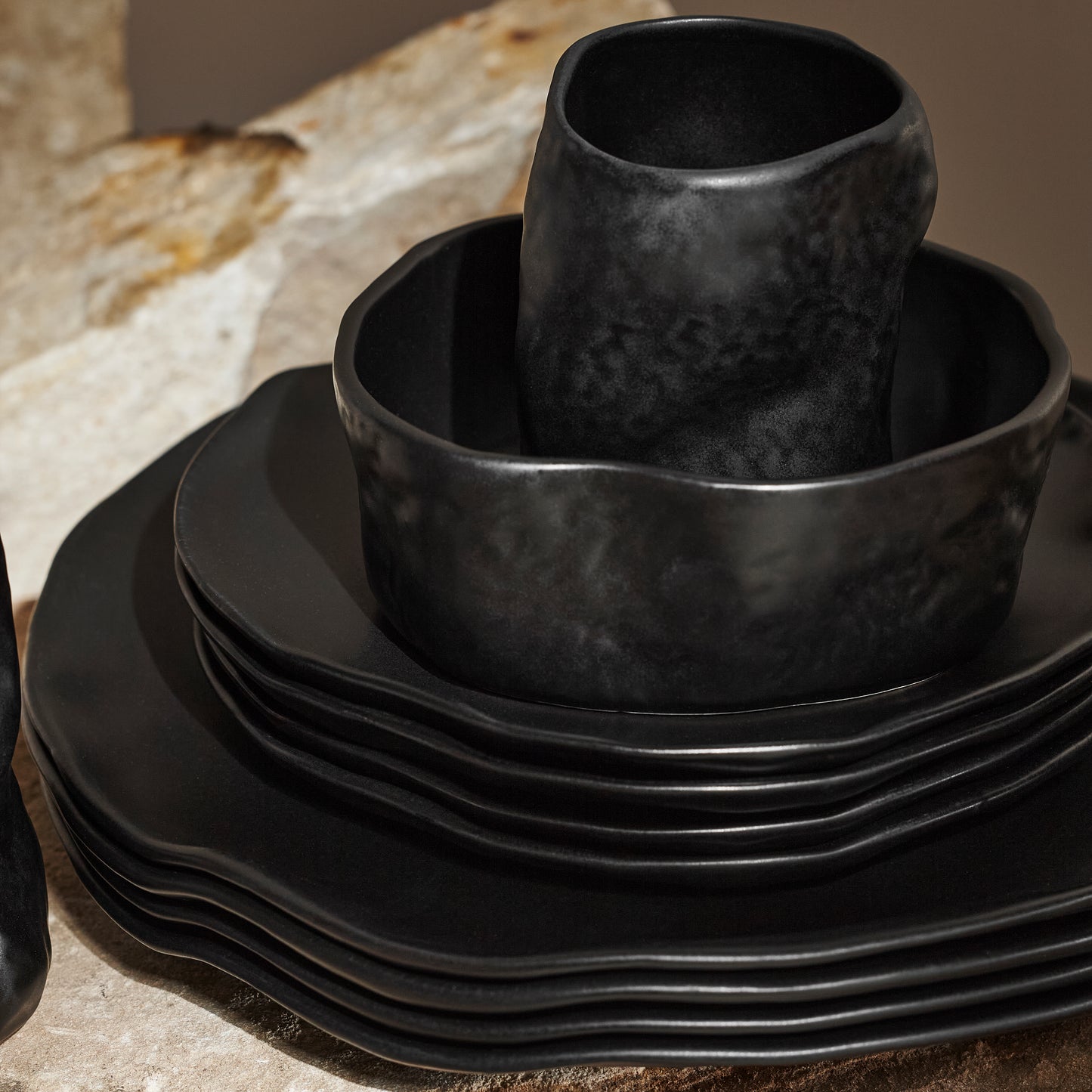 Atik Stoneware Dinnerware Set - Black