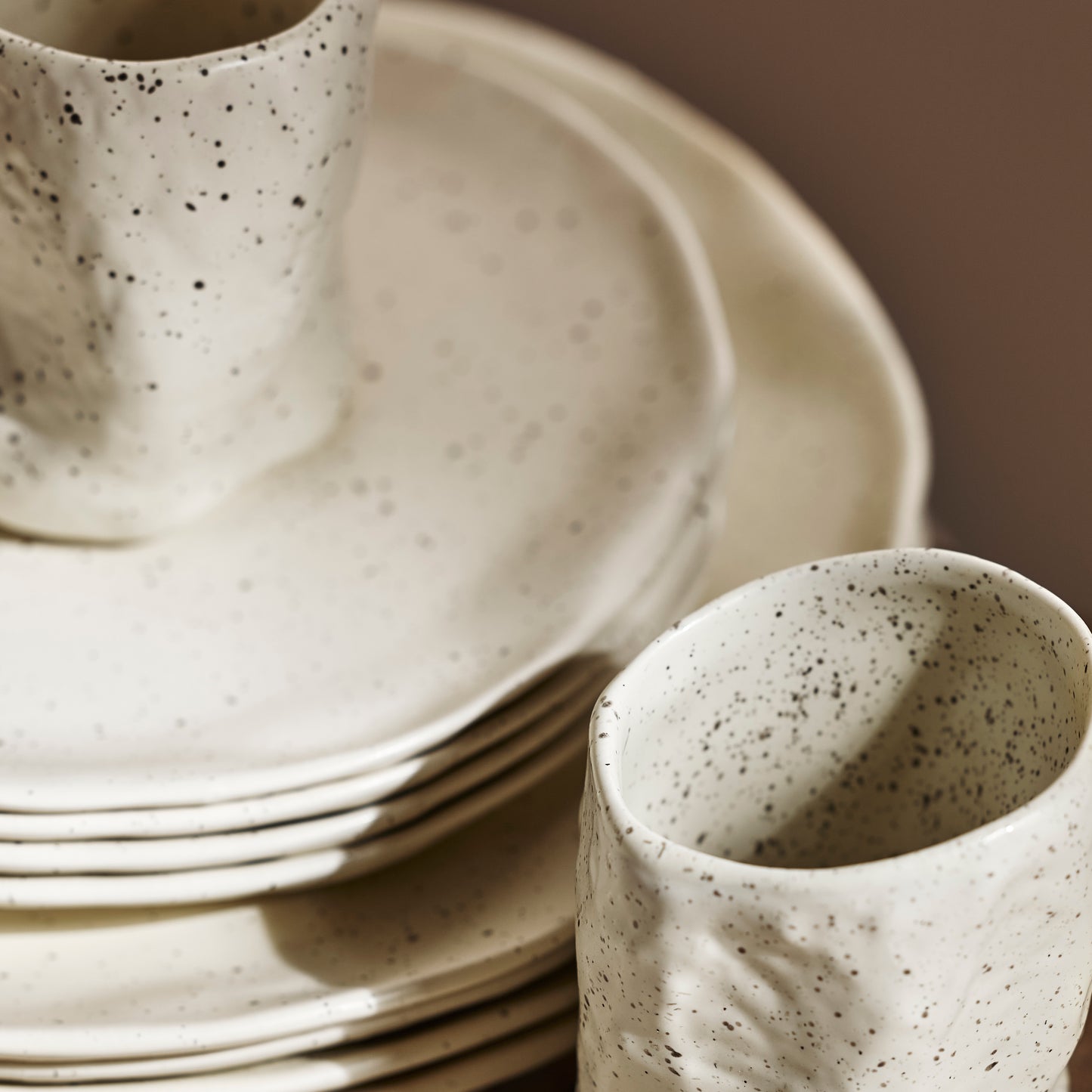 Atik Stoneware Dinnerware Set - Cream Speckled