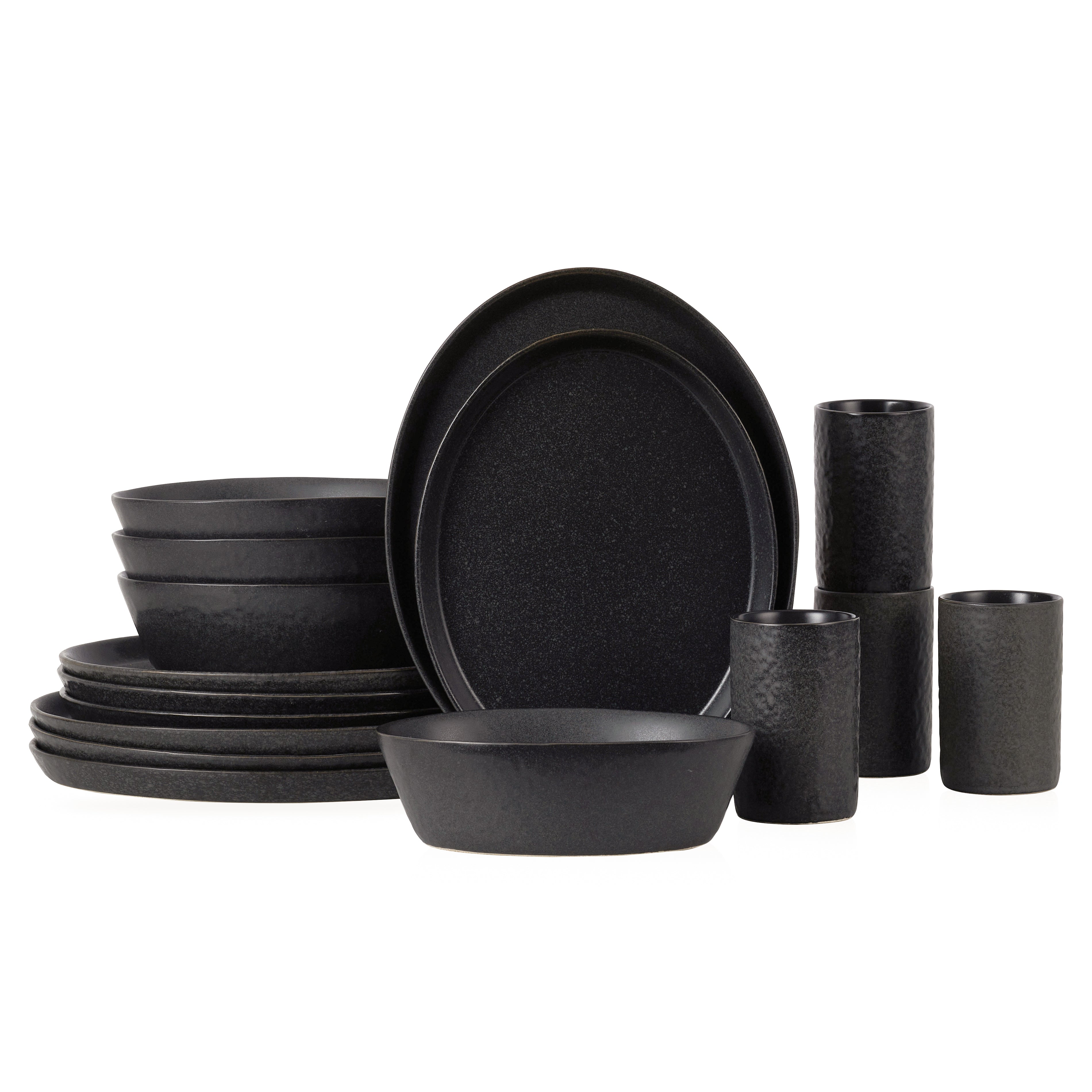 Katachi Stoneware Dinnerware Set - Charcoal