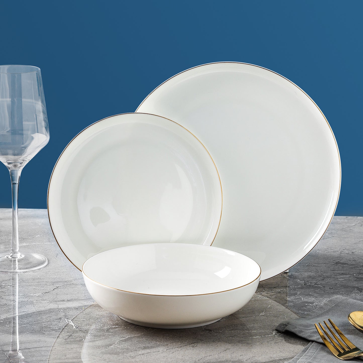 Gabrielle Bone China Dinnerware Set - White And Gold