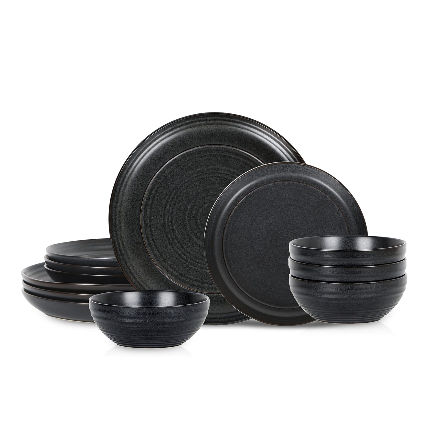 Elio Stoneware Dinnerware Set - Black