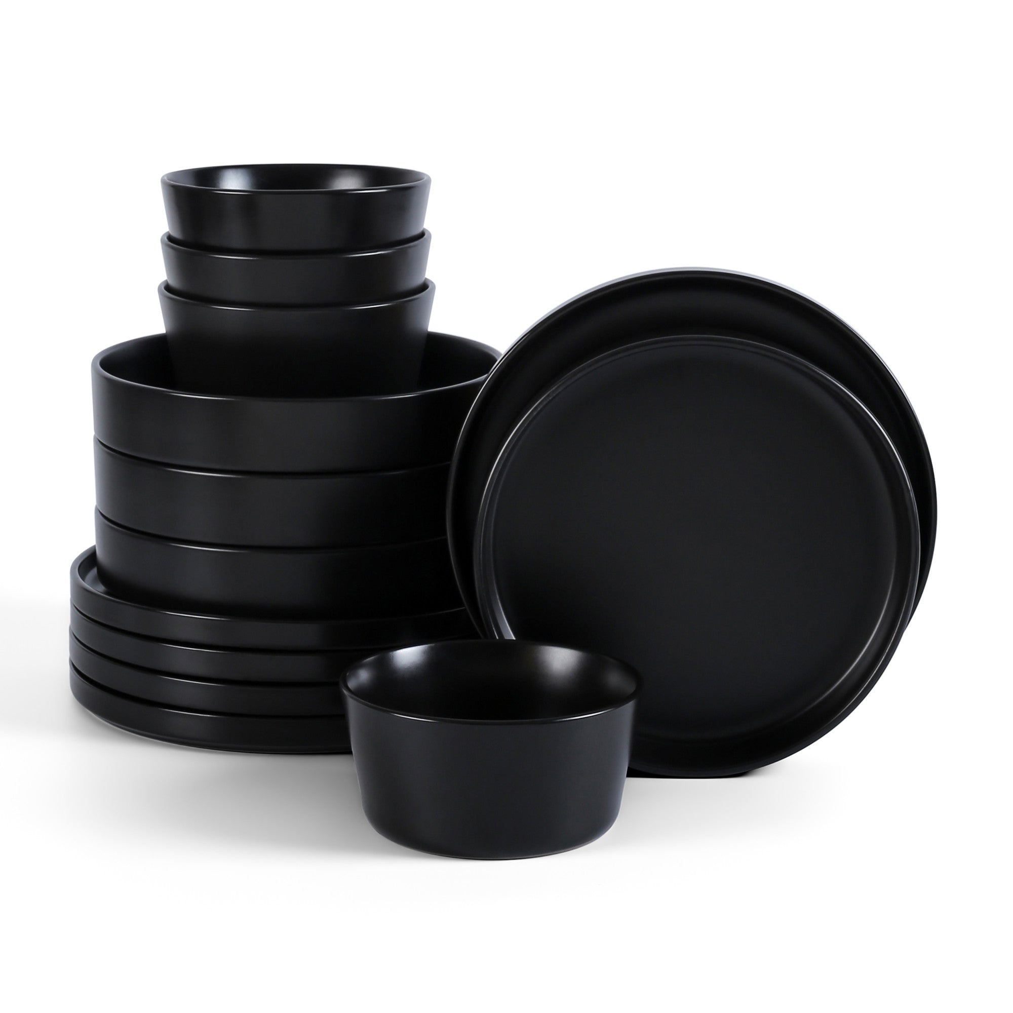 222 Fifth Bloom 12-Piece Black Stoneware Dinnerware Set (Service for 4)  4327BK797A1V32 - The Home Depot