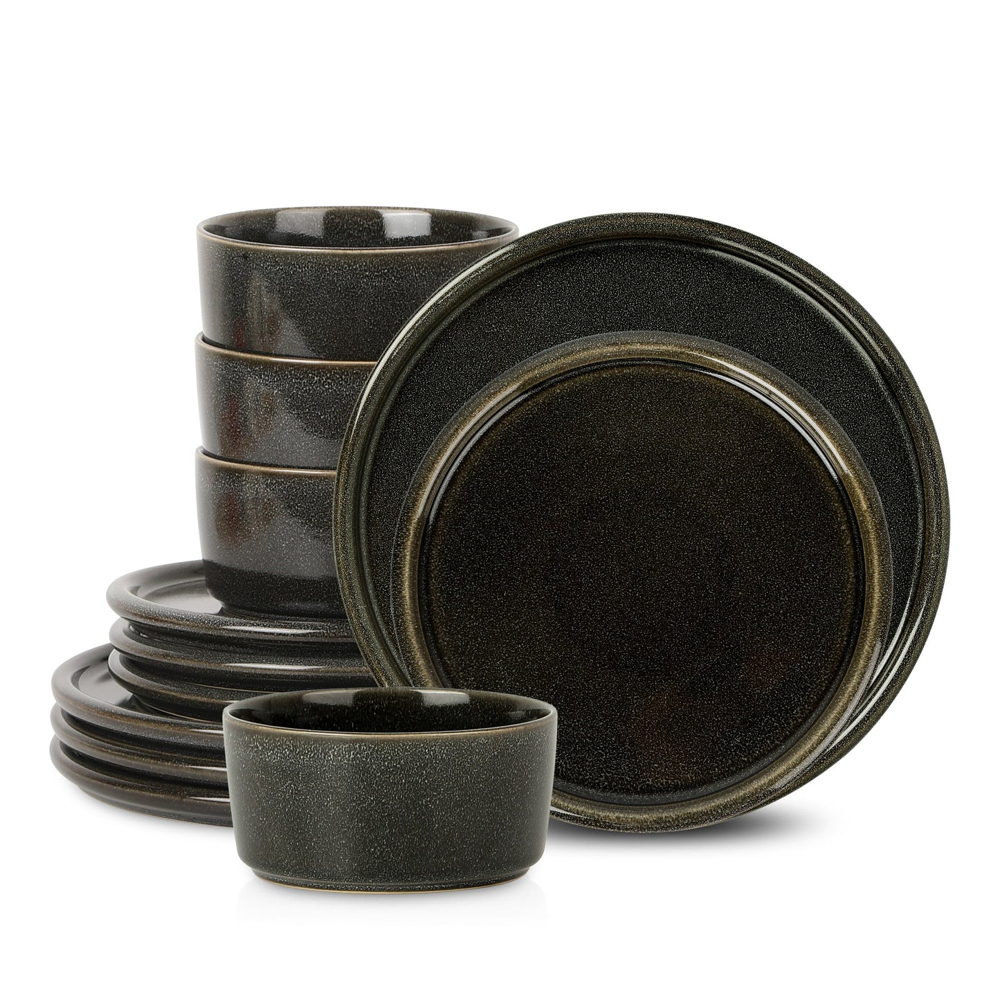 Eden Stoneware Dinnerware Set - Charcoal Grey