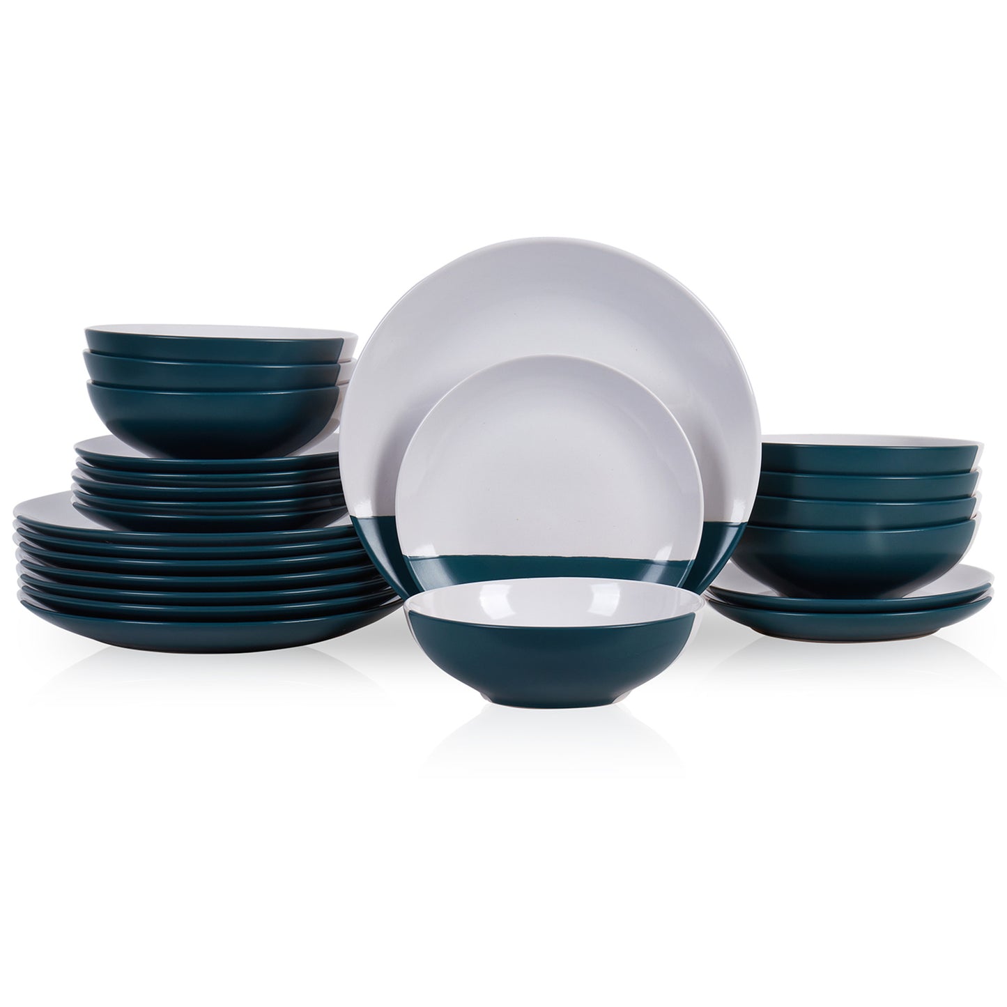 Lizzy Stoneware Dinnerware Set - Emerald Dark Green