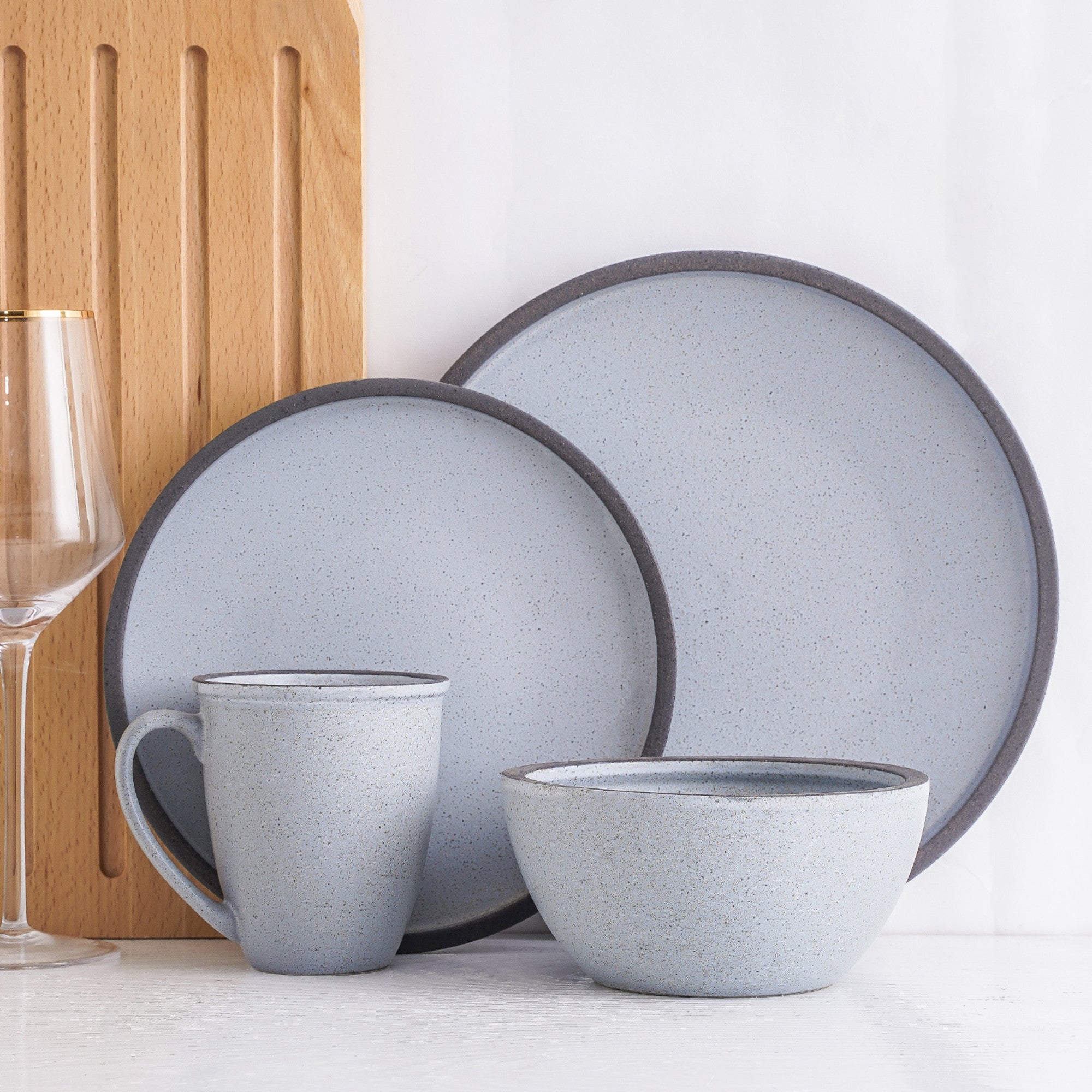 Grey stoneware dinnerware clearance sets