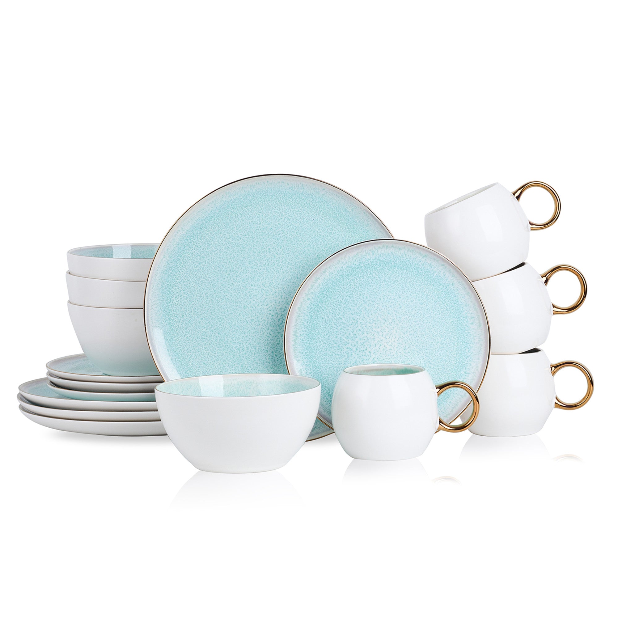 Stone + Lain Josephine Porcelain Mint Dinnerware Set | 16-Piece