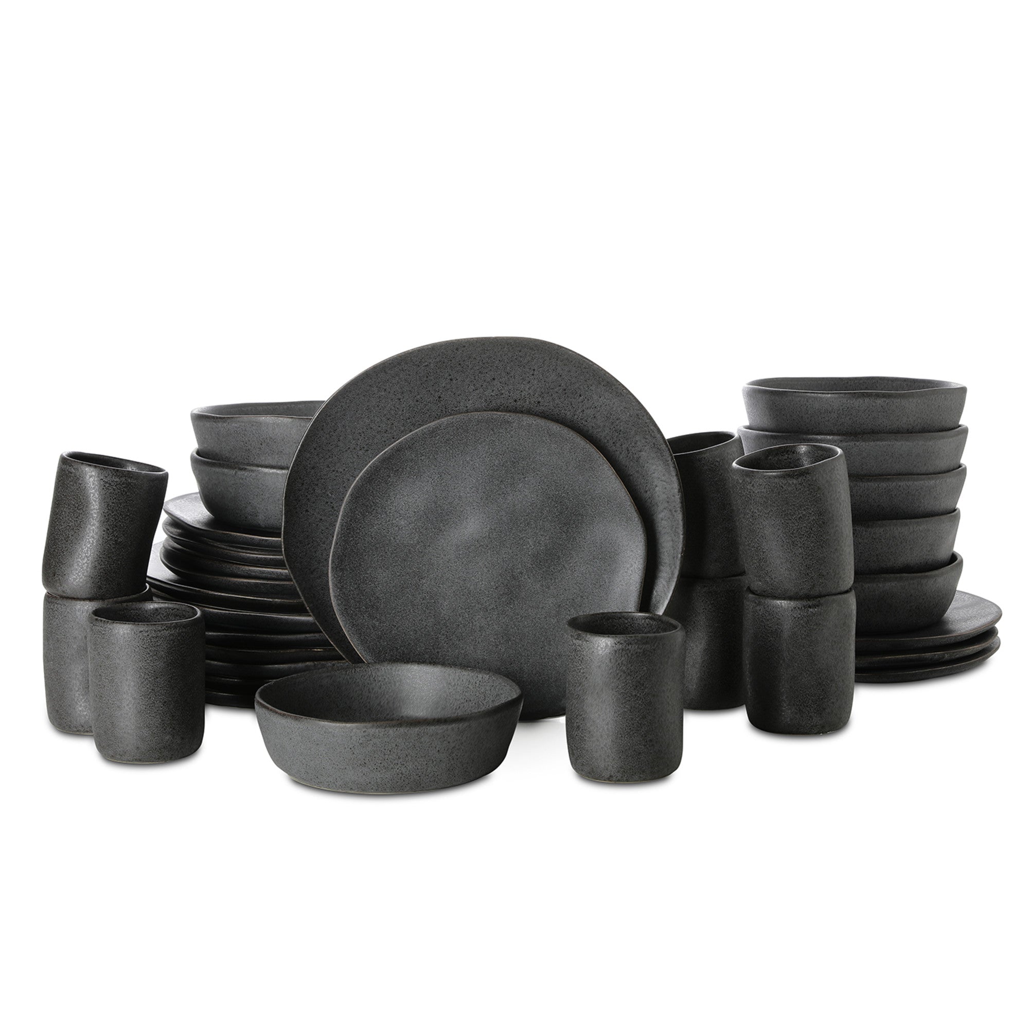 Stone + Lain Hekonda Stoneware Gray Dinnerware Set | 16-Piece