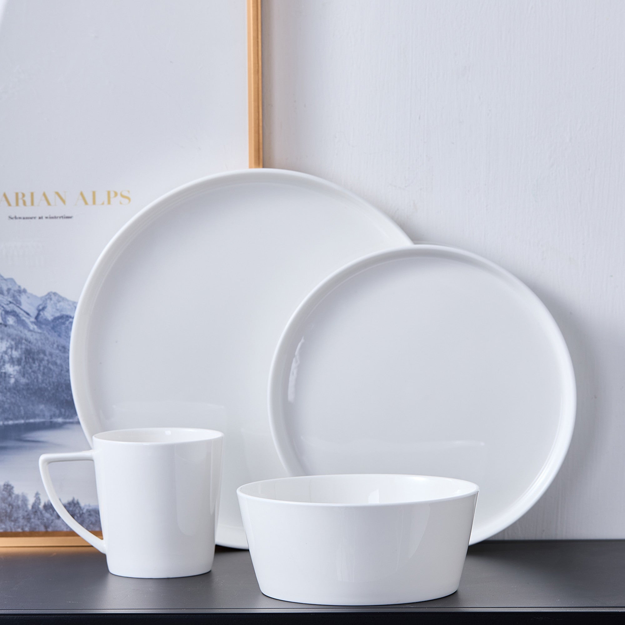 White stoneware clearance dinner set