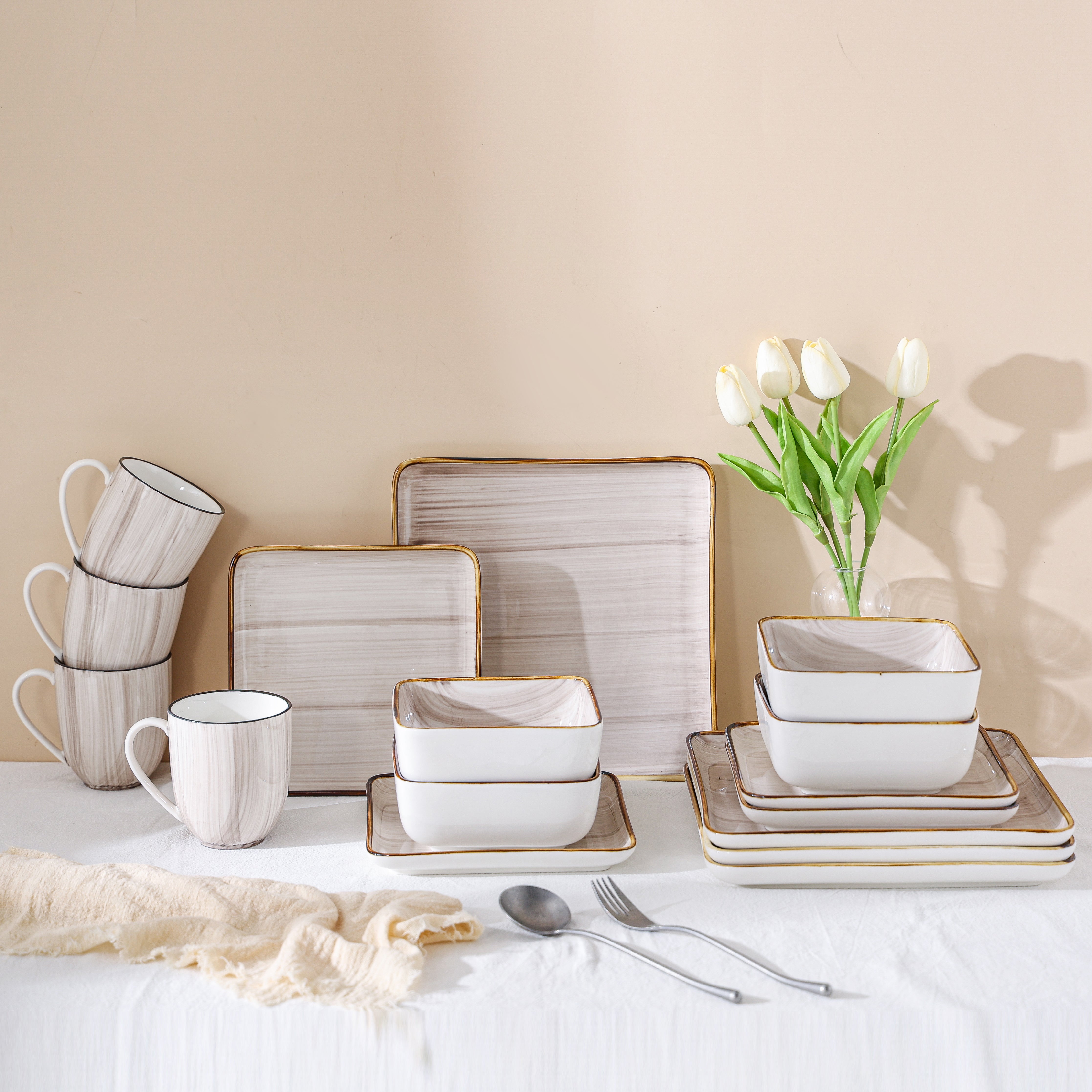 Porcelain square dinnerware top sets