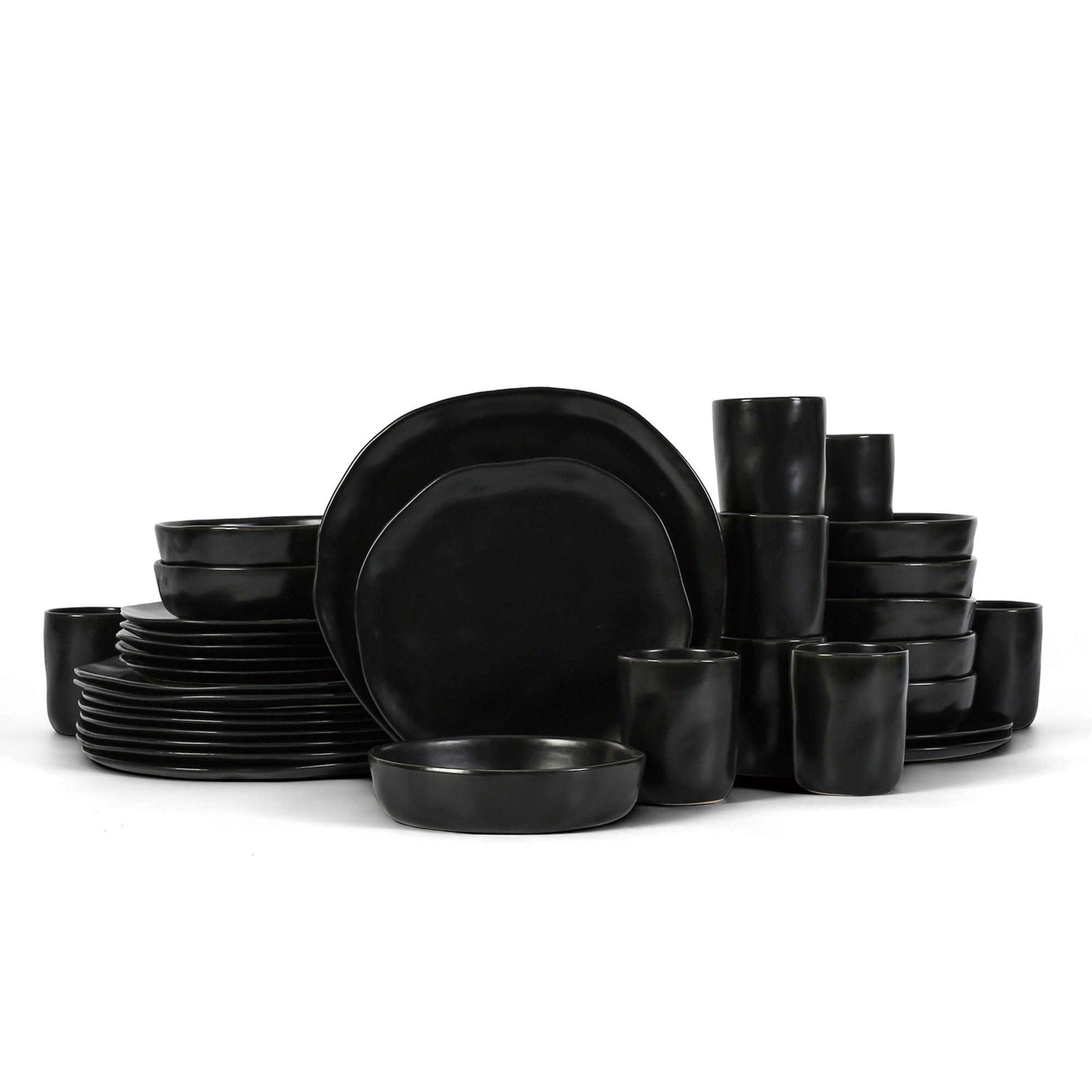 Stone + Lain Hekonda Stoneware Black Dinnerware Set | 32-Piece